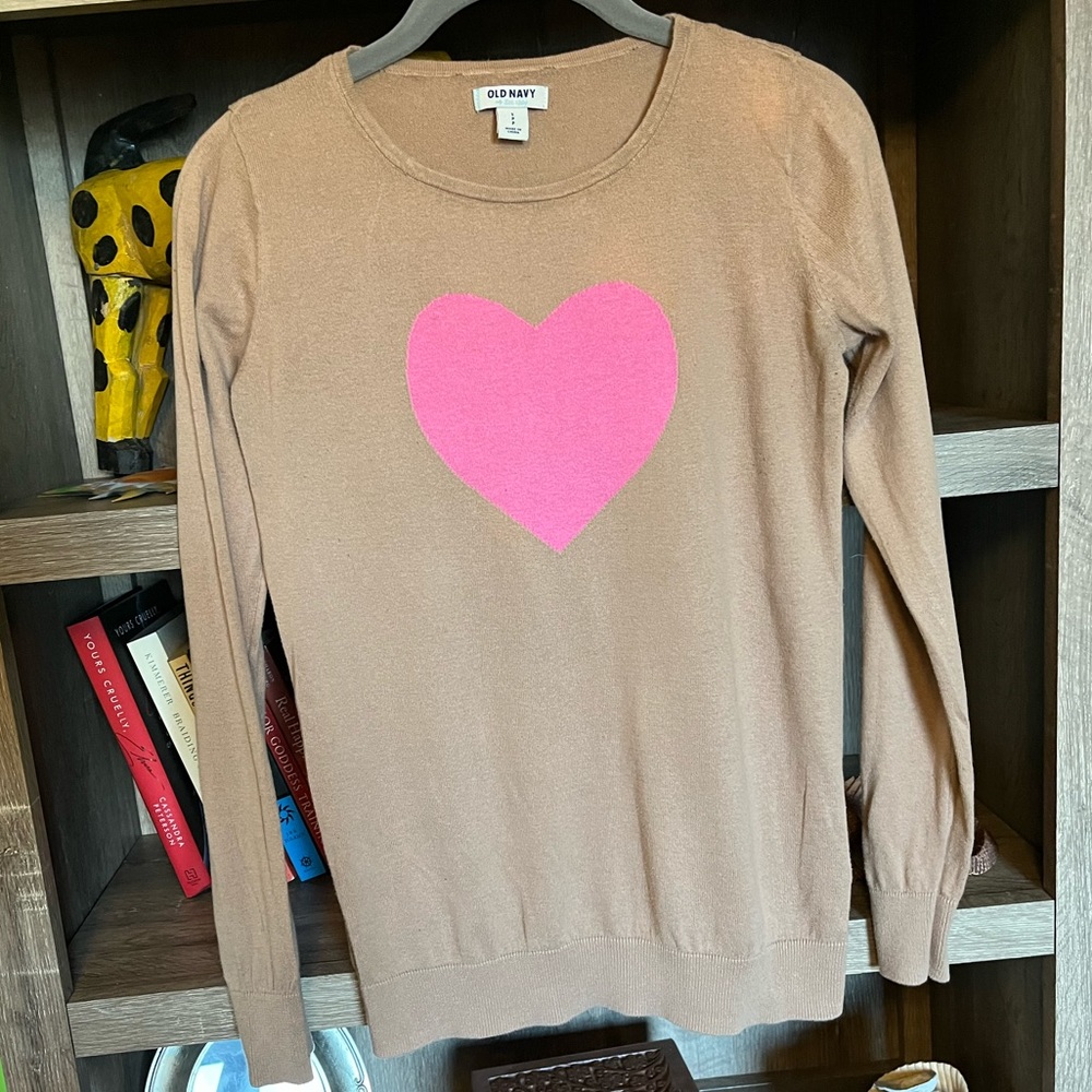 Tan Heart Sweater